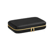 Travel Jewellery Box – Woven Embossed PU Leather – Ink Black – Large Capacity with Mirror