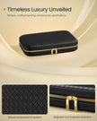 Travel Jewellery Box – Woven Embossed PU Leather – Ink Black – Large Capacity with Mirror
