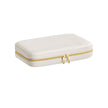Travel Jewellery Box – Woven Embossed PU Leather – Cloud White – Large Capacity with Mirror