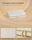 Travel Jewellery Box – Woven Embossed PU Leather – Cloud White – Large Capacity with Mirror