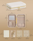 Travel Jewellery Box – Woven Embossed PU Leather – Cloud White – Large Capacity with Mirror