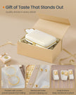 Travel Jewellery Box – Woven Embossed PU Leather – Cloud White – Large Capacity with Mirror