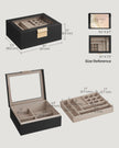 Jewellery Organiser – Wood and Glass – Graphite Black – 2-Layer with Removable Tray