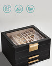 3-Layer Jewellery Organiser – Wood – White – Glass Lid with 2 Drawers