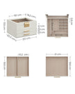 3-Layer Jewellery Box – Wood and Glass – White – Includes 2 Drawers and Glass Lid
