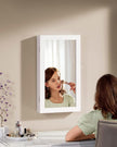 Lockable Jewellery Cabinet – Wood – White – Wall-Mounted with Mirror and Space-Saving Design