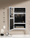 Lockable Jewellery Cabinet – Wood – White – Wall-Mounted with Mirror and Space-Saving Design