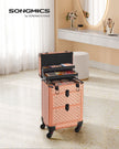 Beauty Case – Plastic – Black – Mobile with 4 Removable Universal Wheels and 3-Level Top