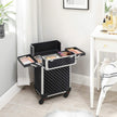 Makeup Case – Plastic – Black – Lockable, Wheeled Design with Extendable Trays