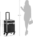 Makeup Case – Plastic – Black – Lockable, Wheeled Design with Extendable Trays