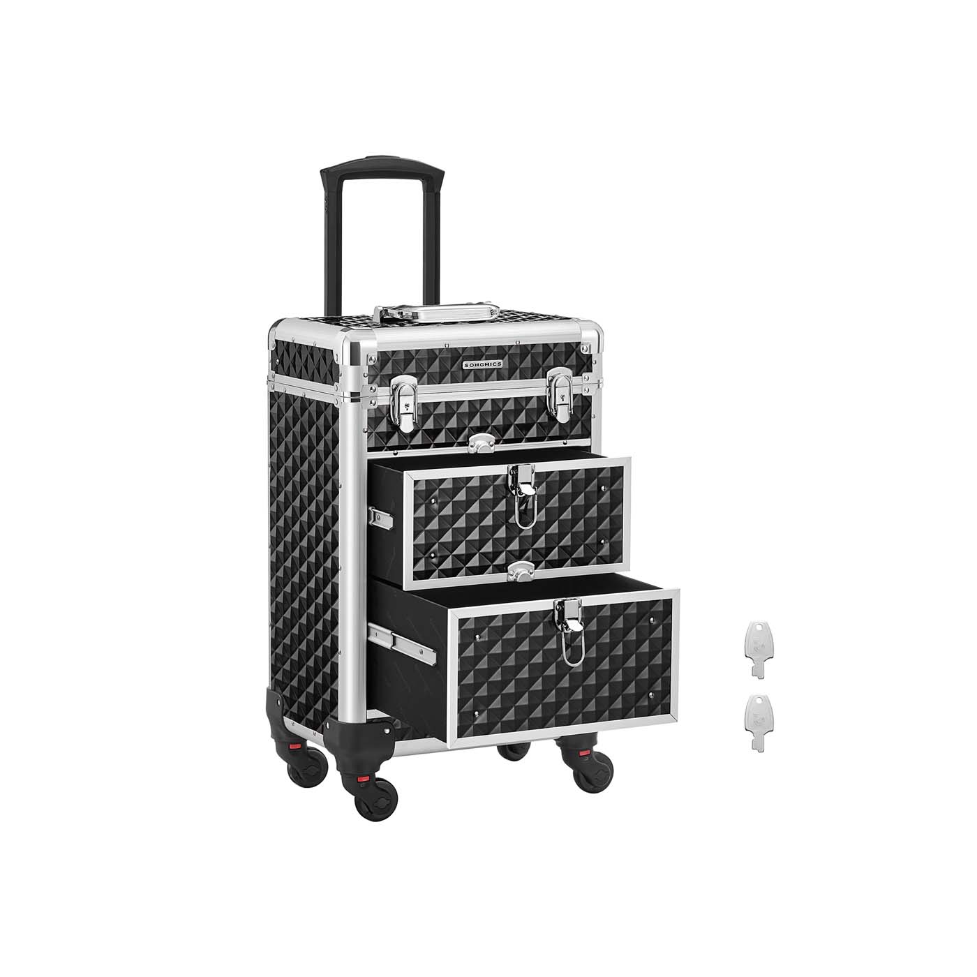 Rolling Makeup Case – ABS – Red – Lockable and Portable