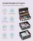 Rolling Makeup Case – ABS – Red – Lockable and Portable