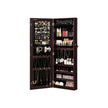 Jewelry Cabinet Armoire – Wood – Brown – Lockable Wall-Mounted with Full-Length Mirror and Cosmetic Storage Trays
