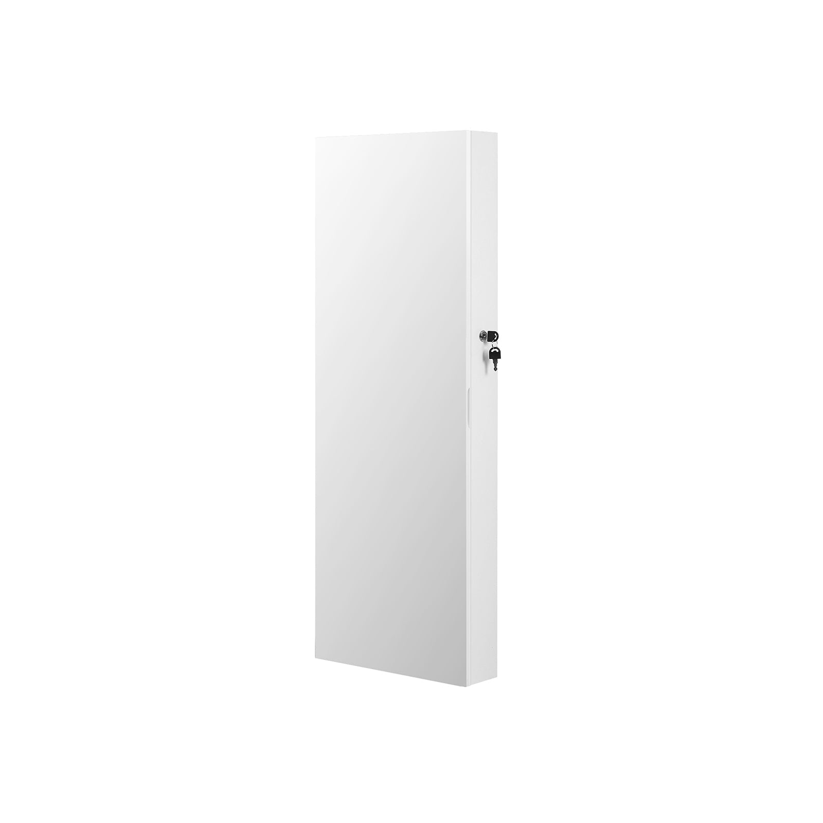 Jewelry Cabinet Armoire – Wood – White – Lockable Wall-Mounted with Full-Length Mirror