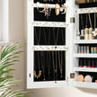 Jewelry Cabinet Armoire – Wood – White – Lockable Wall-Mounted with Full-Length Mirror