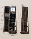Jewellery Cabinet – MDF – Rustic Brown and Ink Black – Full-Length Mirror with 360° Swivel and Lockable Storage