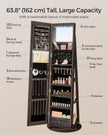 Jewellery Cabinet – MDF – Rustic Brown and Ink Black – Full-Length Mirror with 360° Swivel and Lockable Storage