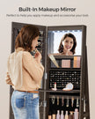 Jewellery Cabinet – MDF – Rustic Brown and Ink Black – Full-Length Mirror with 360° Swivel and Lockable Storage