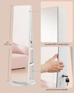Jewellery Cabinet – Wood – Rustic Brown – Full-Length Mirror with 360° Swivel and LED Lighting