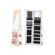Jewellery Cabinet – Engineered Wood – Cloud White – Lockable with Full-Length Mirror and Adjustable LED Lights