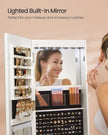 Jewellery Cabinet – Engineered Wood – Cloud White – Lockable with Full-Length Mirror and Adjustable LED Lights
