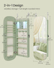 Mirror Cabinet – MDF – White with Greige Lining – Lockable, Rounded, Wall/Door Mounted, LED with Interior Mirror
