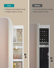 LED Mirror Jewellery Cabinet – MDF – White with Greige Lining – Lockable Wall/Door Mounted with Interior Mirror