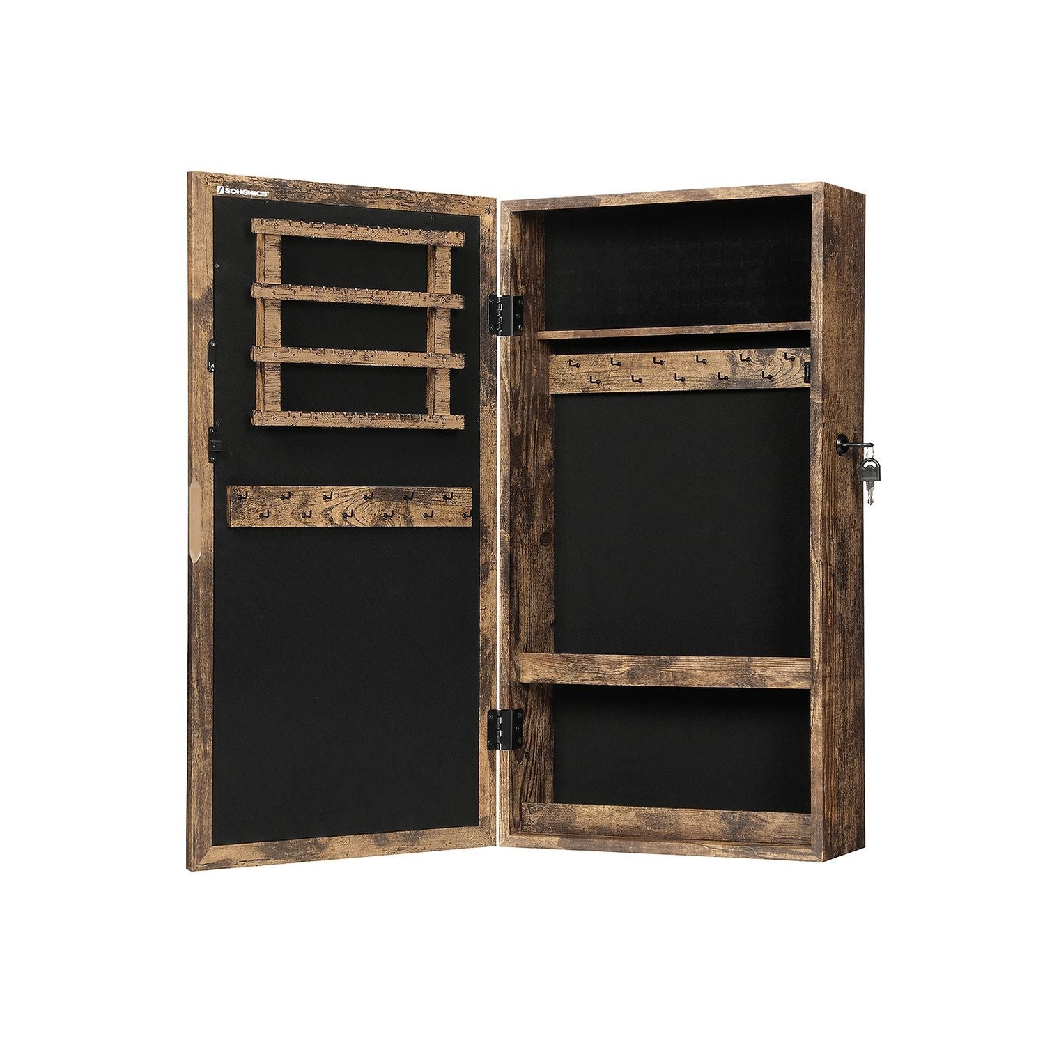 Wall-Mounted Jewellery Cabinet – Mirrored – White – Lockable Organiser