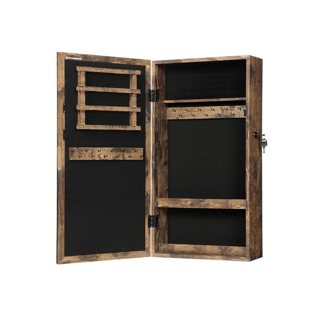 Wall-Mounted Jewellery Cabinet – Mirrored – White – Lockable Organiser
