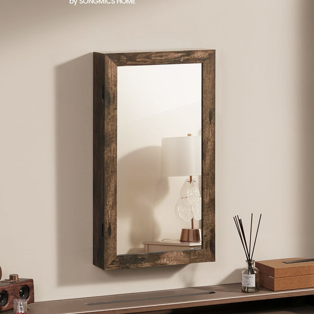 Wall-Mounted Jewellery Cabinet – Mirrored – White – Lockable Organiser