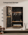 Wall-Mounted Jewellery Cabinet – Mirrored – White – Lockable Organiser