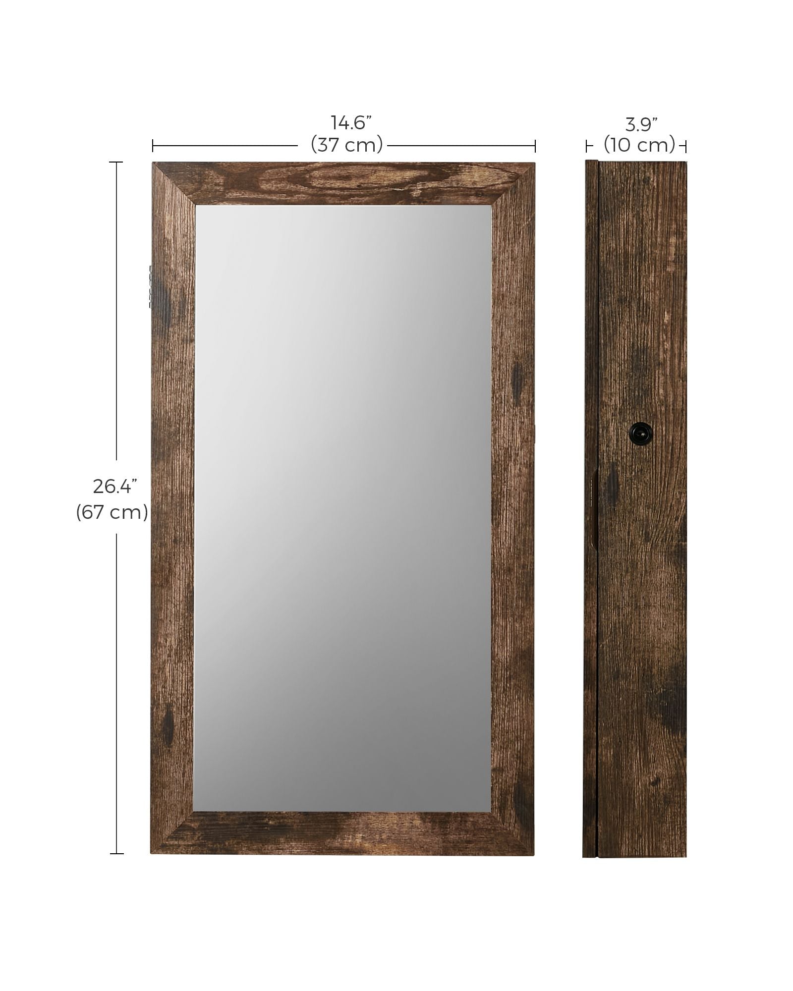 Wall-Mounted Jewellery Cabinet – Mirrored – White – Lockable Organiser