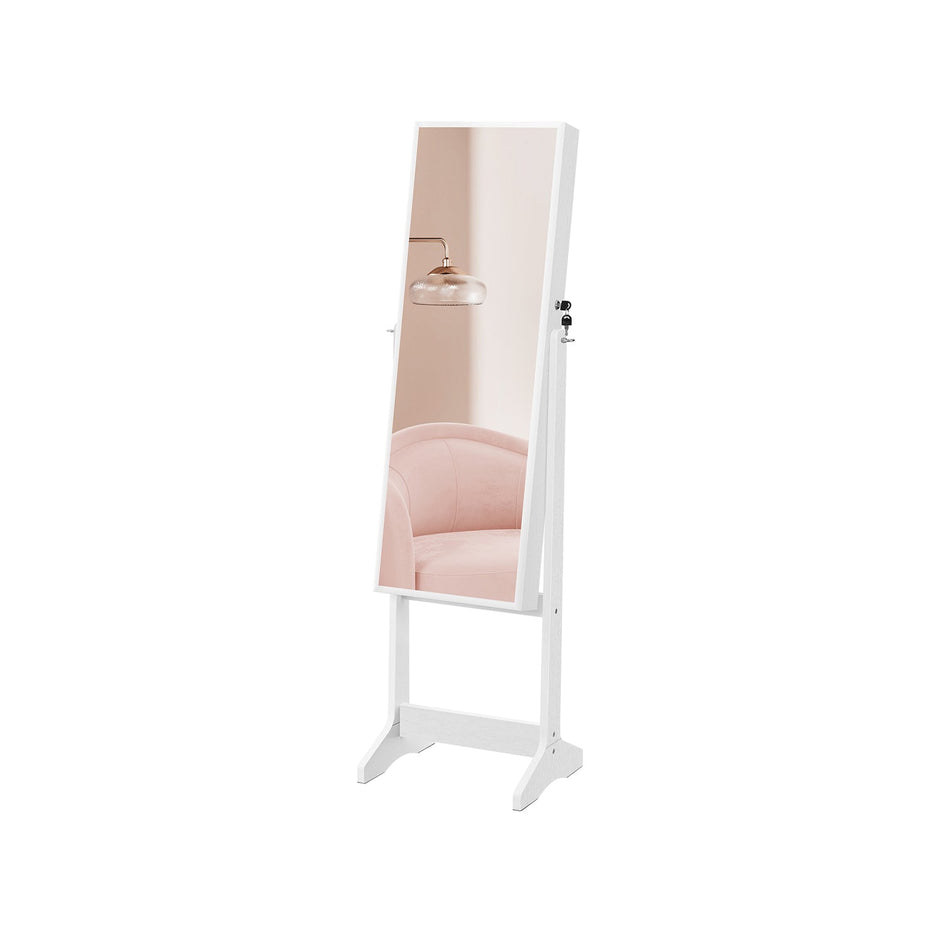 Jewelry Cabinet – Wood – Brown – Full Length Standing Mirror with Simple Assembly