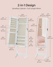 Jewelry Cabinet – Wood – Brown – Full Length Standing Mirror with Simple Assembly