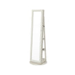 Jewellery Cabinet – Wood – White with Greyish Grain – 360° Swivel and Lockable with Full-Length Mirror