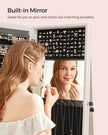 Jewellery Cabinet – Wood – White with Greyish Grain – 360° Swivel and Lockable with Full-Length Mirror