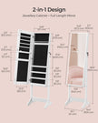 Full Length Mirror Jewelry Cabinet – Brown – Standing Design with Simple Assembly