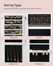 Full Length Mirror Jewelry Cabinet – Brown – Standing Design with Simple Assembly