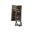 Jewelry Cabinet – Steel Frame – Rustic Brown and Black – Lockable with Mirror and Mesh Shelf