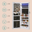 Jewelry Cabinet – Frameless Mirror – White – Wall Hanging or Door Mounted with LED Lighting and Large Capacity