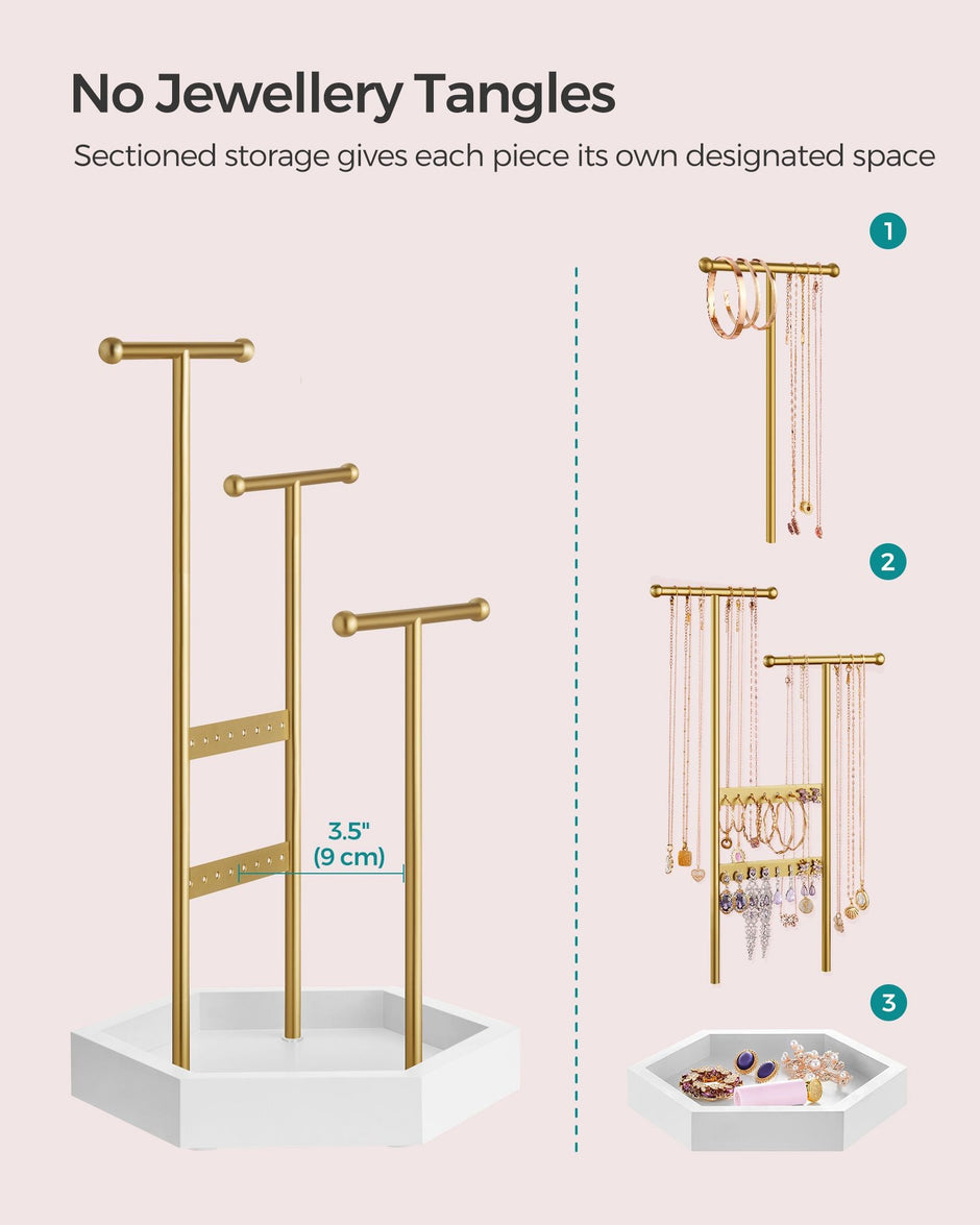 Jewellery Stand – Metal – Multi-Color – 4 Independent Zones with Bottom Tray