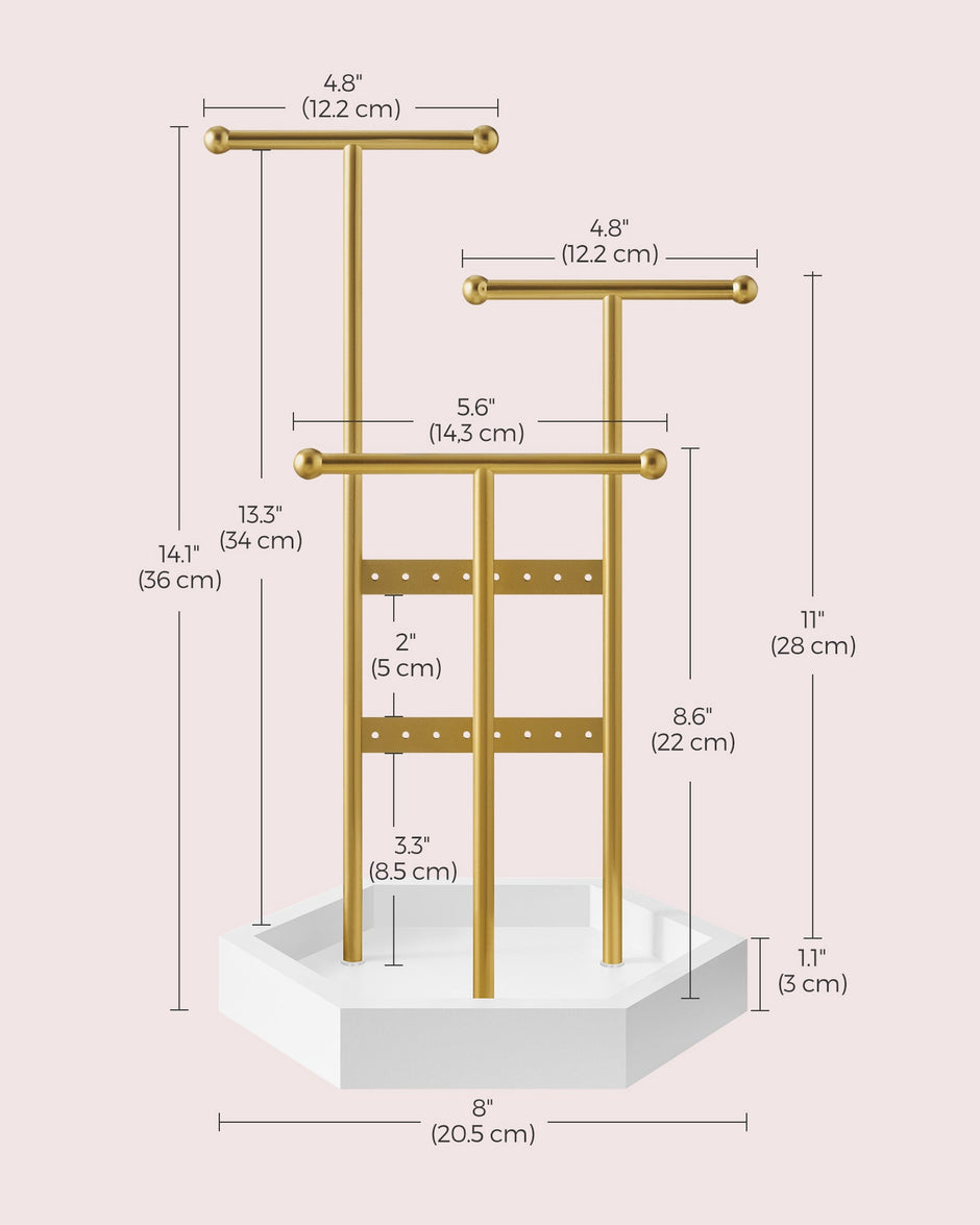 Jewellery Stand – Metal – Multi-Color – 4 Independent Zones with Bottom Tray