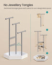 Jewellery Stand – Metal – Dove Grey and Cloud White – 3 Tiers with 1 Tray and 4 Independent Zones