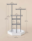 Jewellery Stand – Metal – Dove Grey and Cloud White – 3 Tiers with 1 Tray and 4 Independent Zones