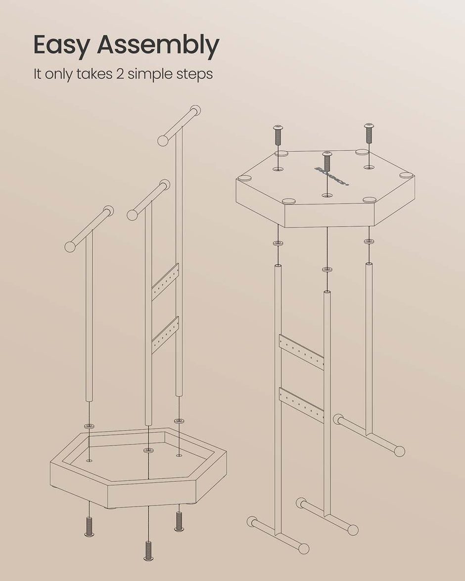 Jewellery Stand – Metal – Dove Grey and Cloud White – 3 Tiers with 1 Tray and 4 Independent Zones