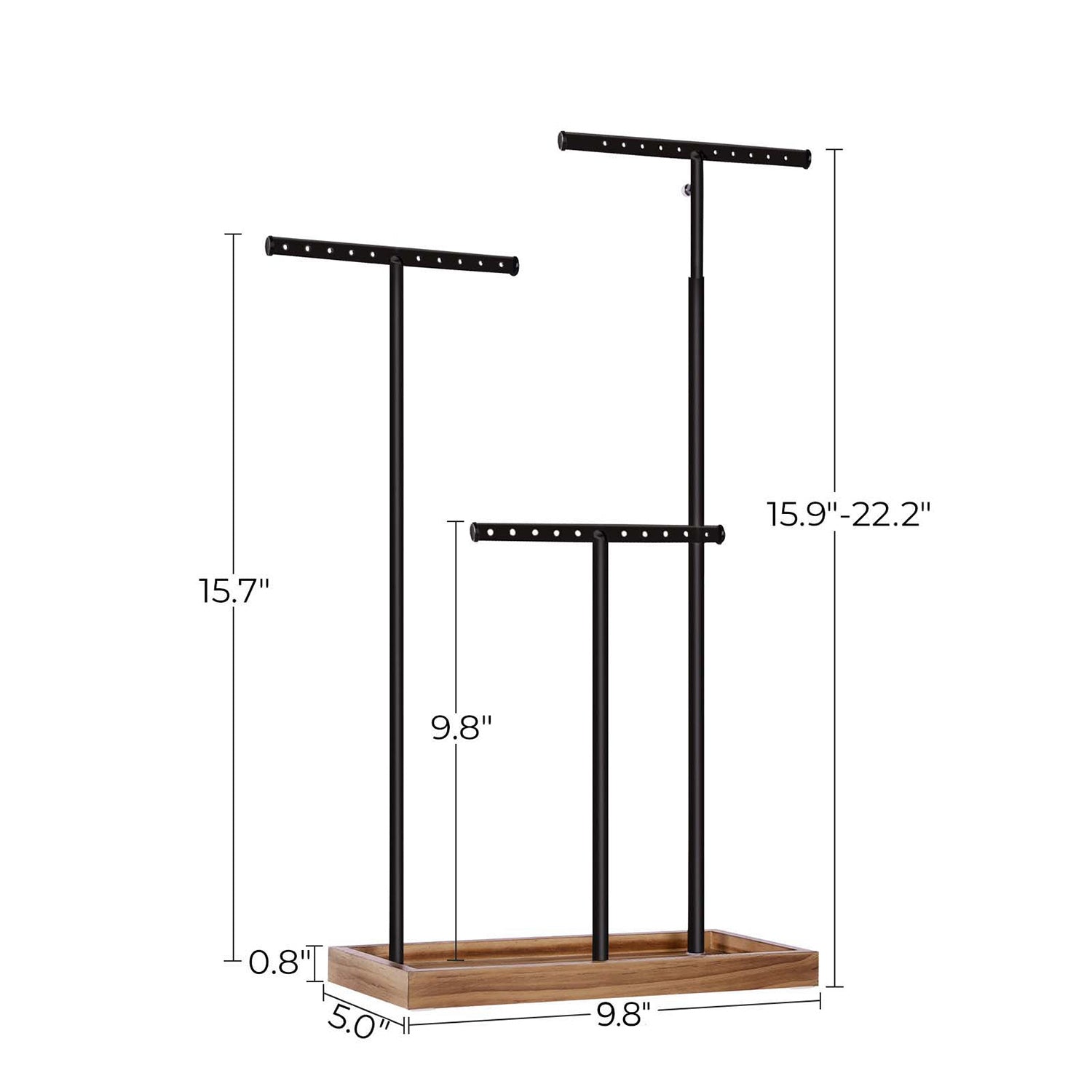 Jewellery Display Stand – Metal – Rustic Brown and Ink Black – Adjustable Height with T-Bars