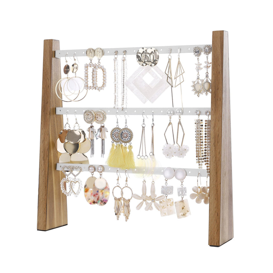 Wall-Mounted Jewellery Display Stand – Metal – Rustic Brown and White – Adjustable Angle