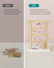 4-Tier Jewellery Stand – Metal – White and Gold – Includes Base Tray for Organizing Accessories