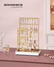 Jewellery Display Stand – Metal Frame and Velvet Tray – Gold – Earring, Bracelet, and Necklace Holder