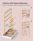 Jewellery Display Stand – Metal Frame and Velvet Tray – Gold – Earring, Bracelet, and Necklace Holder